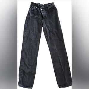 Abercrombie Fitch Dad high rise sz 26/2L black jeans button fly